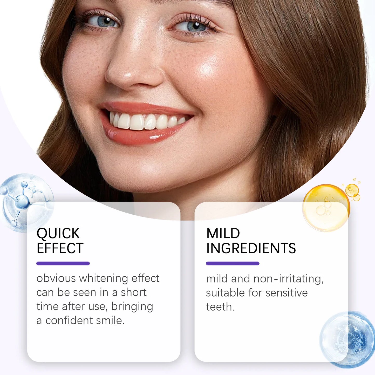 BRUSHiE tooth patches providing quick whitening effect and mild ingredients suitable for sensitive teeth.