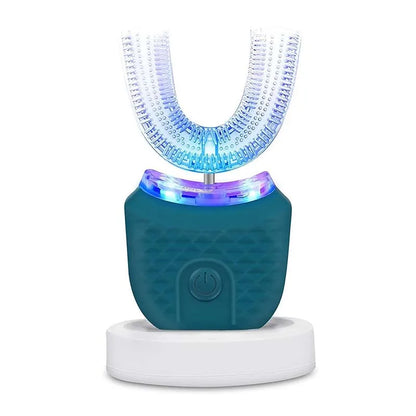 BRUSHiE u-shaped toothbrush designed for kids, featuring soft silicone and safe sonic motion for effective cleaning.