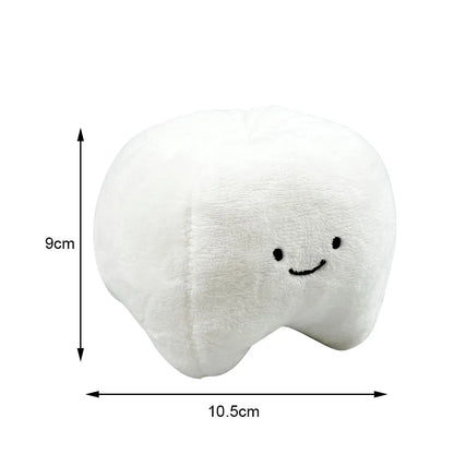 Soft plush tooth toy for kids, promoting dental care and play, part of the BRUSHiE Dentist Doll collection.